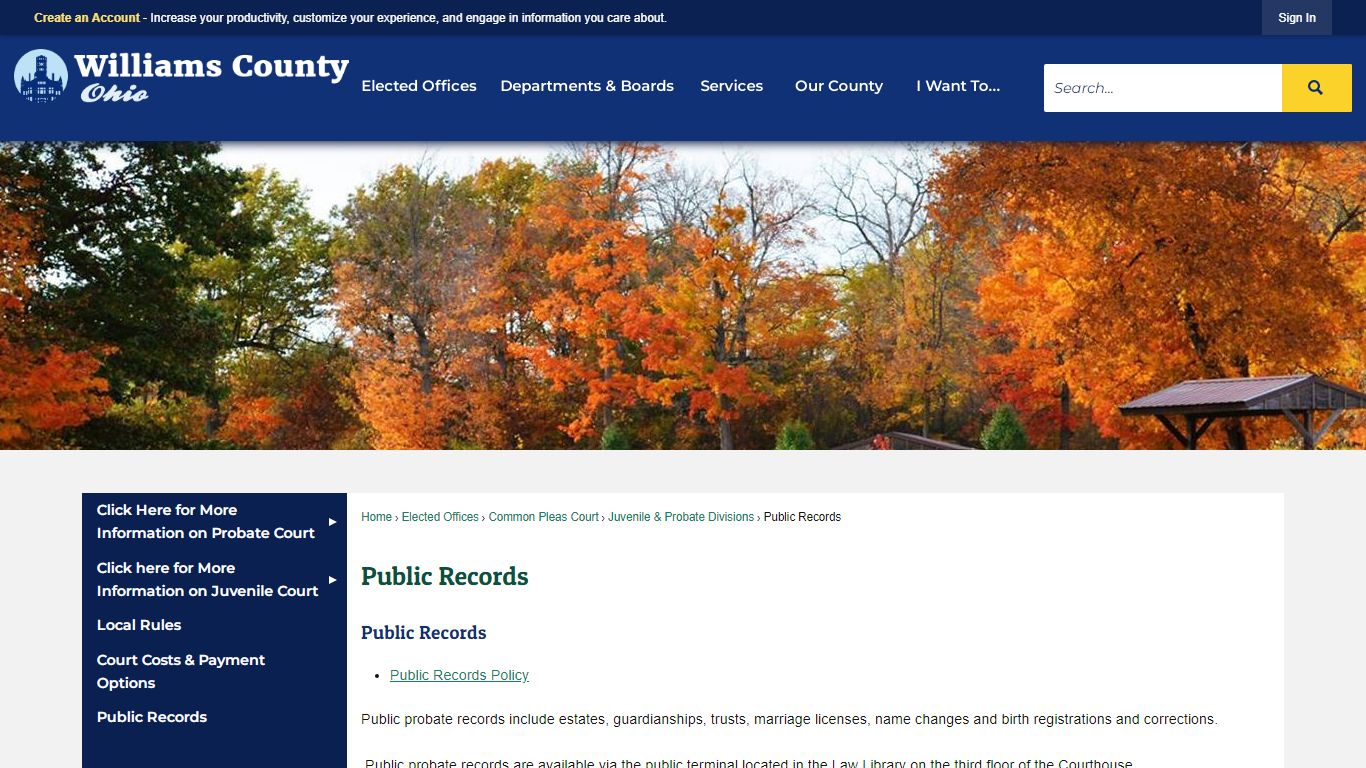 Public & Sealed Records | Williams County, OH