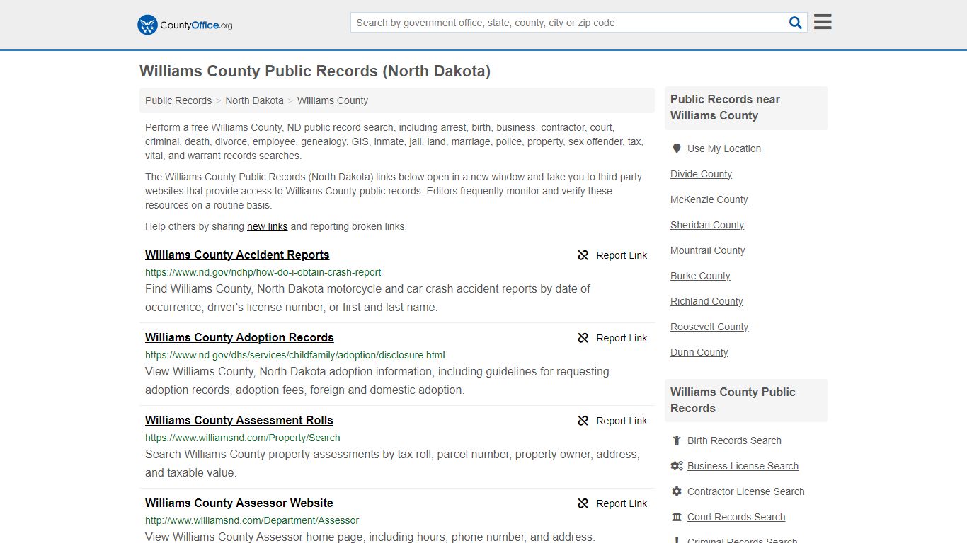 Public Records - Williams County, ND (Business, Criminal, GIS, Property ...