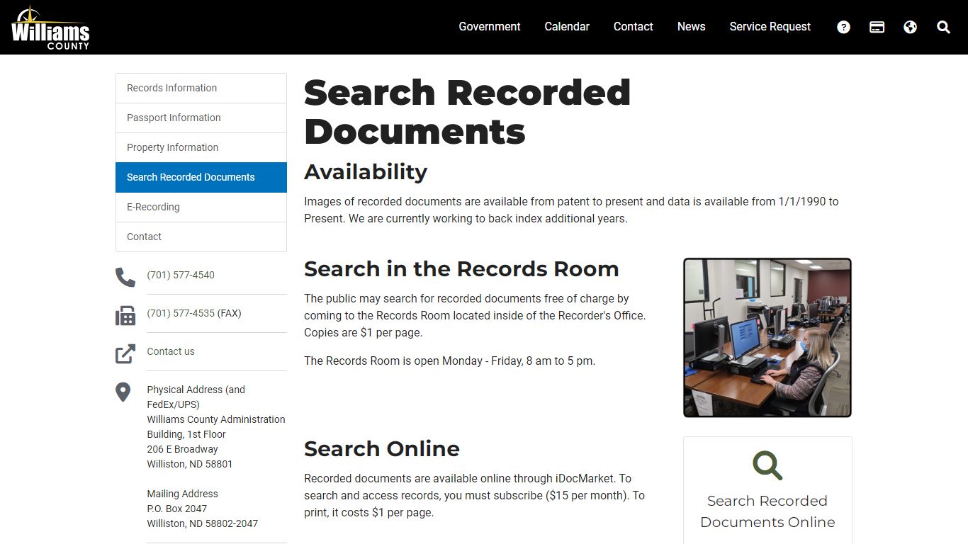 Search Recorded Documents - Williams County, ND